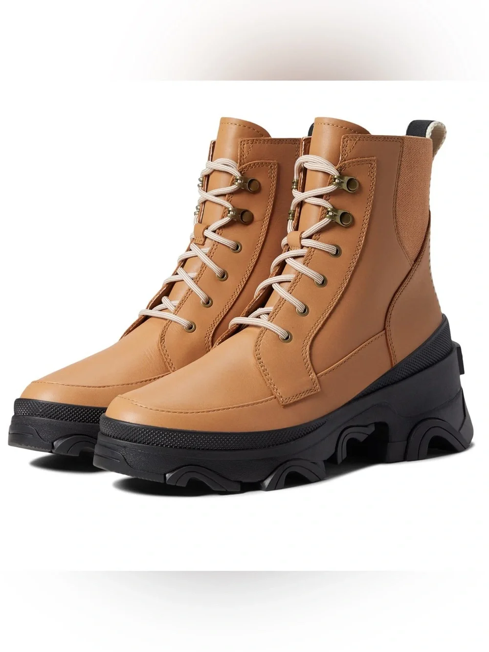 SOREL Brex Waterproof Leather Lace Lug Sole Boots Tawny Buff 7 NWT Winter
